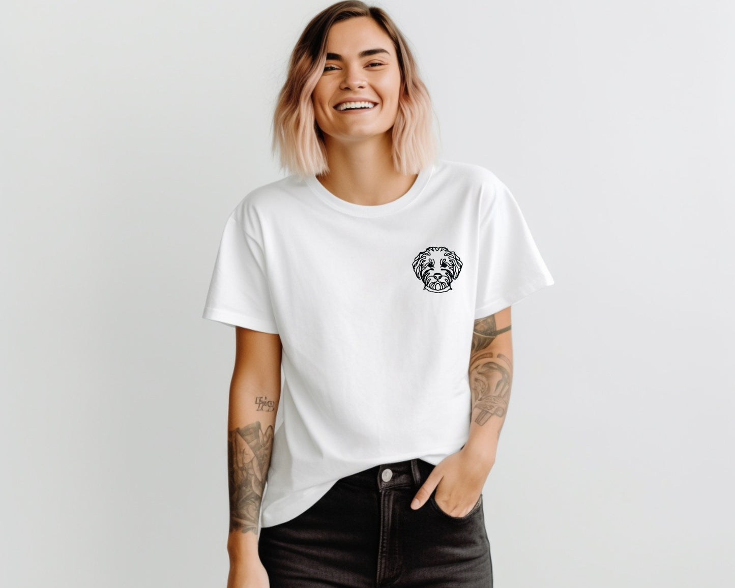 "My Dog Says Hi!" – Embroidered Tee-SQ2845644