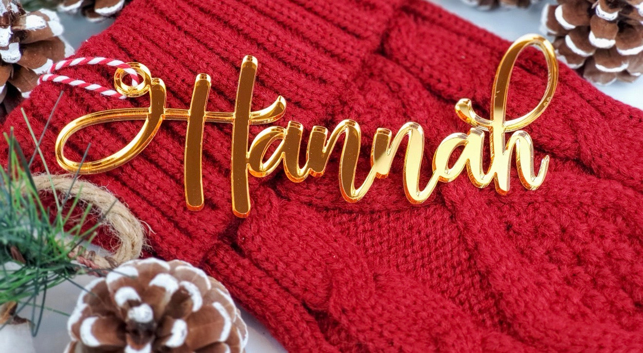“Hands Off My Stocking” Glitter Acrylic Name Tags