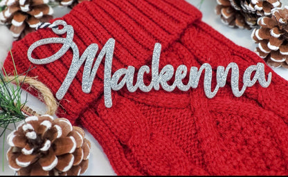 “Hands Off My Stocking” Glitter Acrylic Name Tags