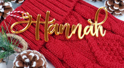 “Hands Off My Stocking” Glitter Acrylic Name Tags