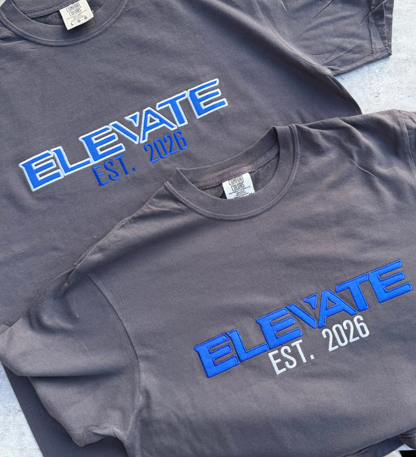 Elevate Cheer Oversized Tee - Embroidered | Blue outline
