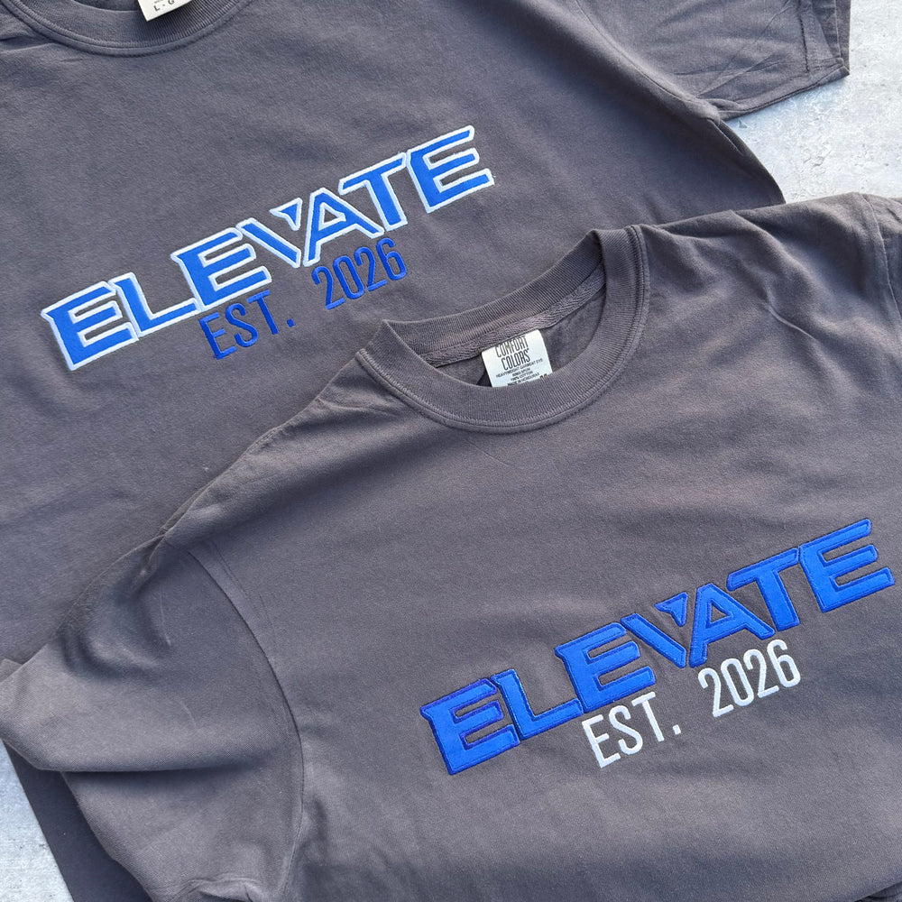 Elevate Cheer Oversized Tee - Embroidered | Blue outline