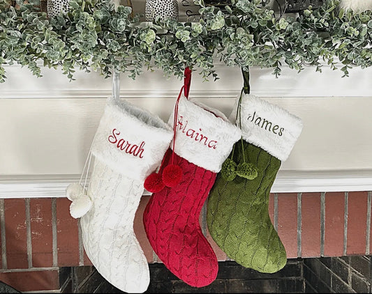 “Stuff Me Silly Stockings” - Embroidered Knit Stocking