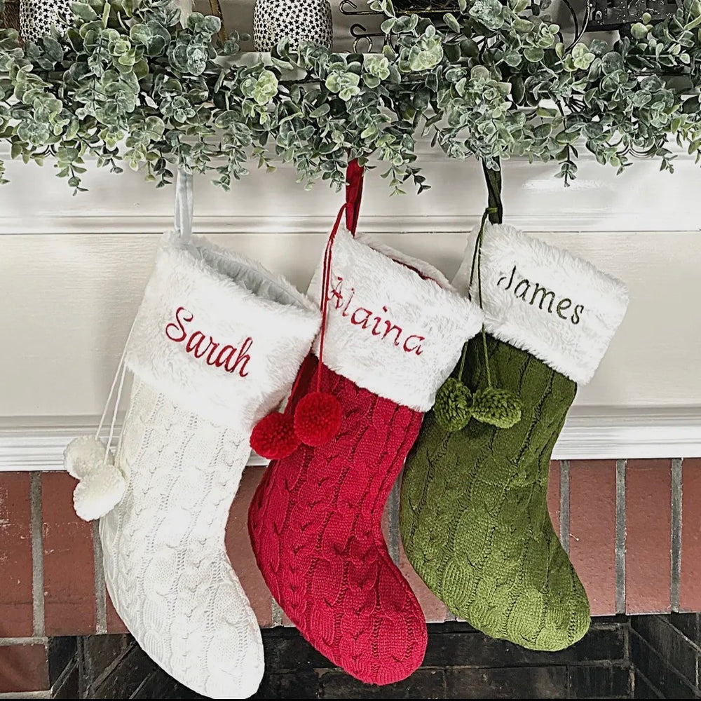 “Stuff Me Silly Stockings” - Embroidered Knit Stocking
