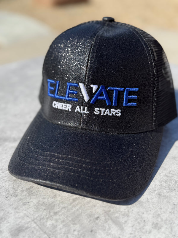 Elevate Cheer Glitter Mom Hat | Black