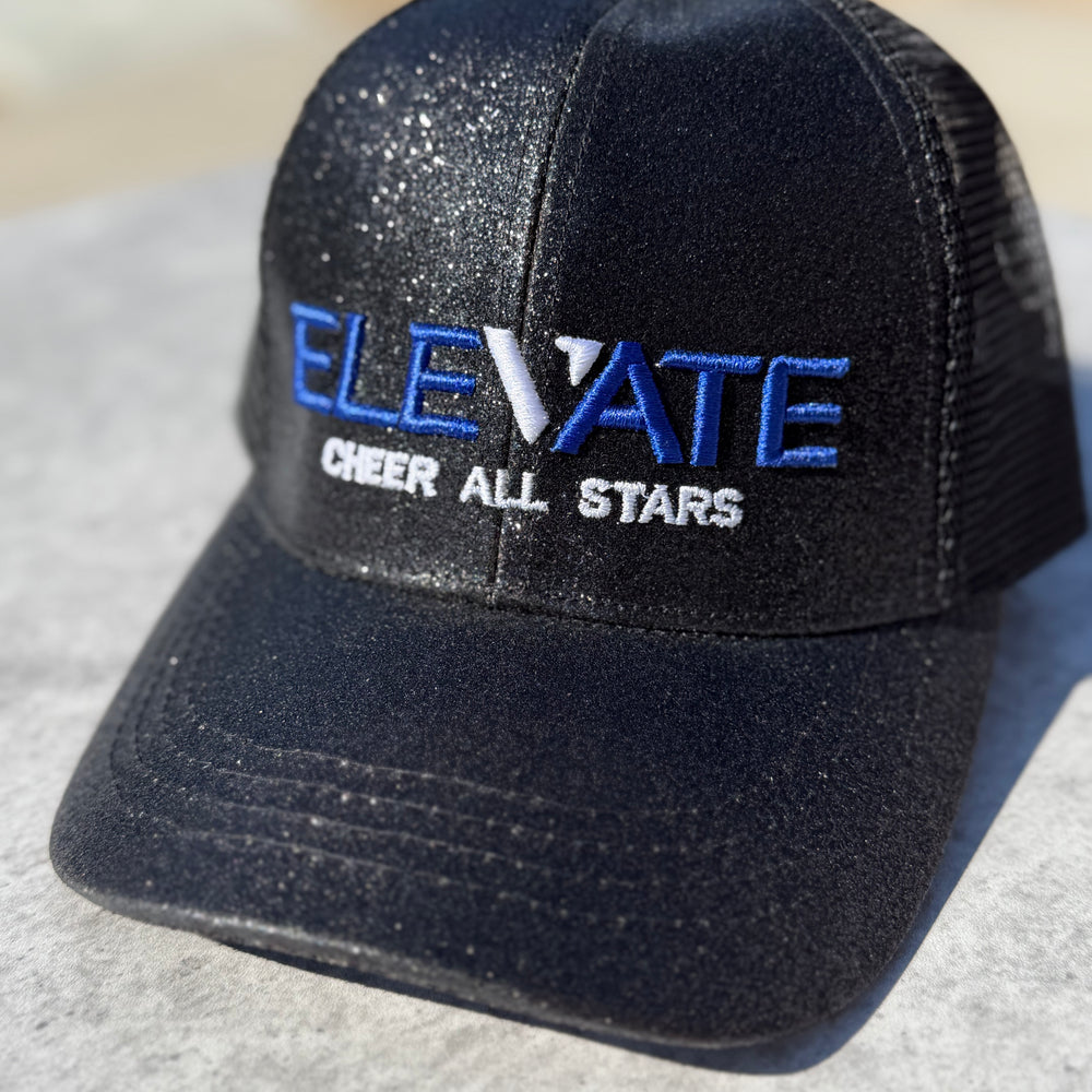 Elevate Cheer Glitter Mom Hat | Black